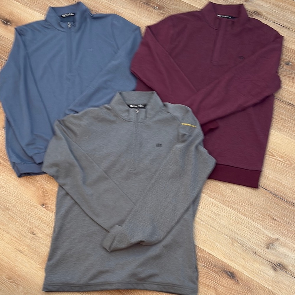 Travis Mathew Blue and Gray Sweatshirt with Quarter-Zip and Full Zip